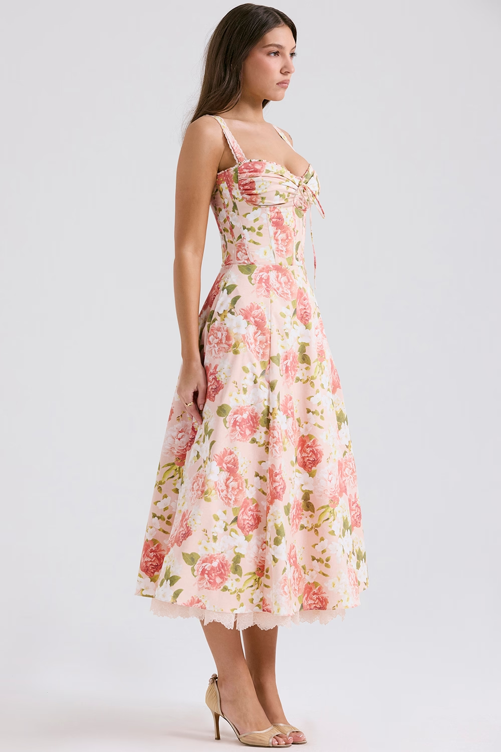 Amoura Floral Midi Elbise