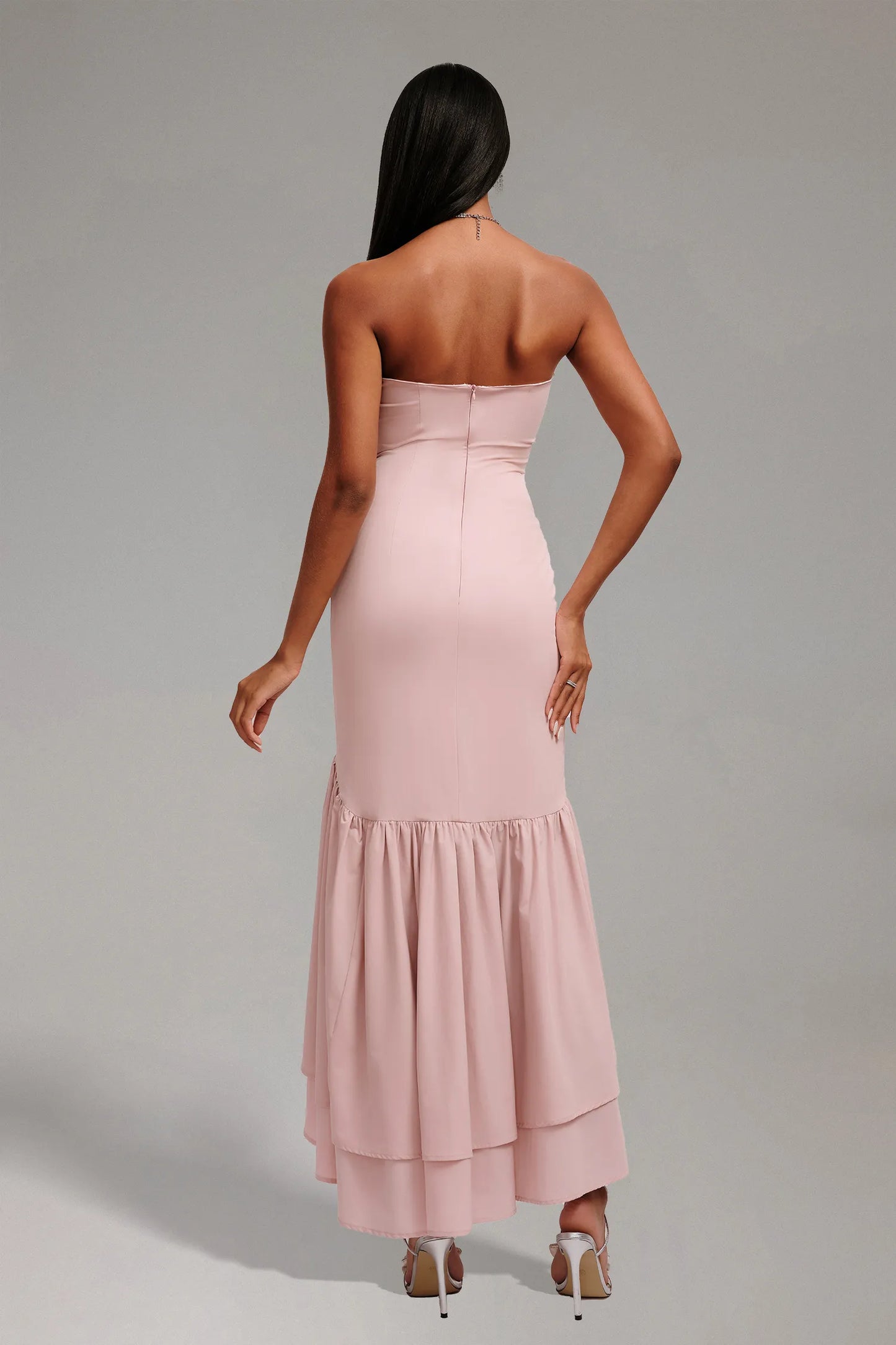 Elara Strapless Ruffle Maxi Elbise