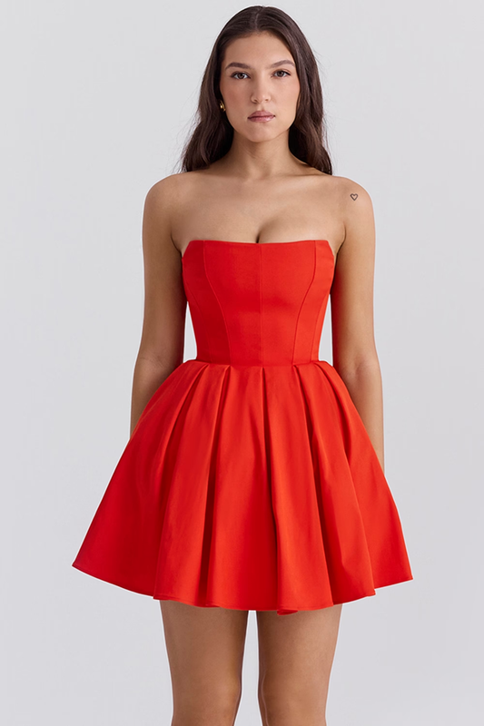 Rossa Belle Straplez Kırmızı Mini Elbise