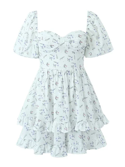 Daisy Ruffle Charm Mini Elbise