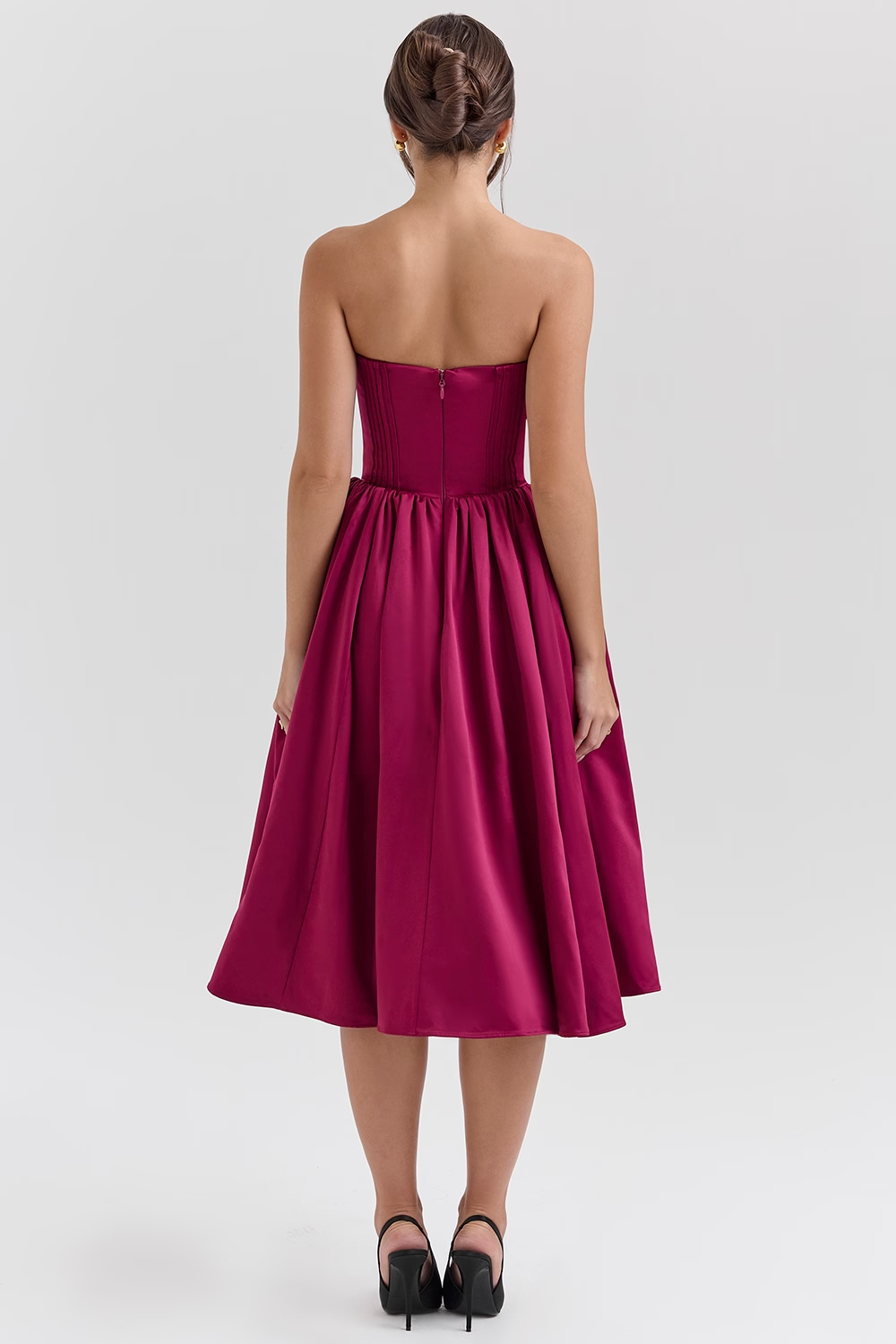 Crimson Elegance Midi Elbise