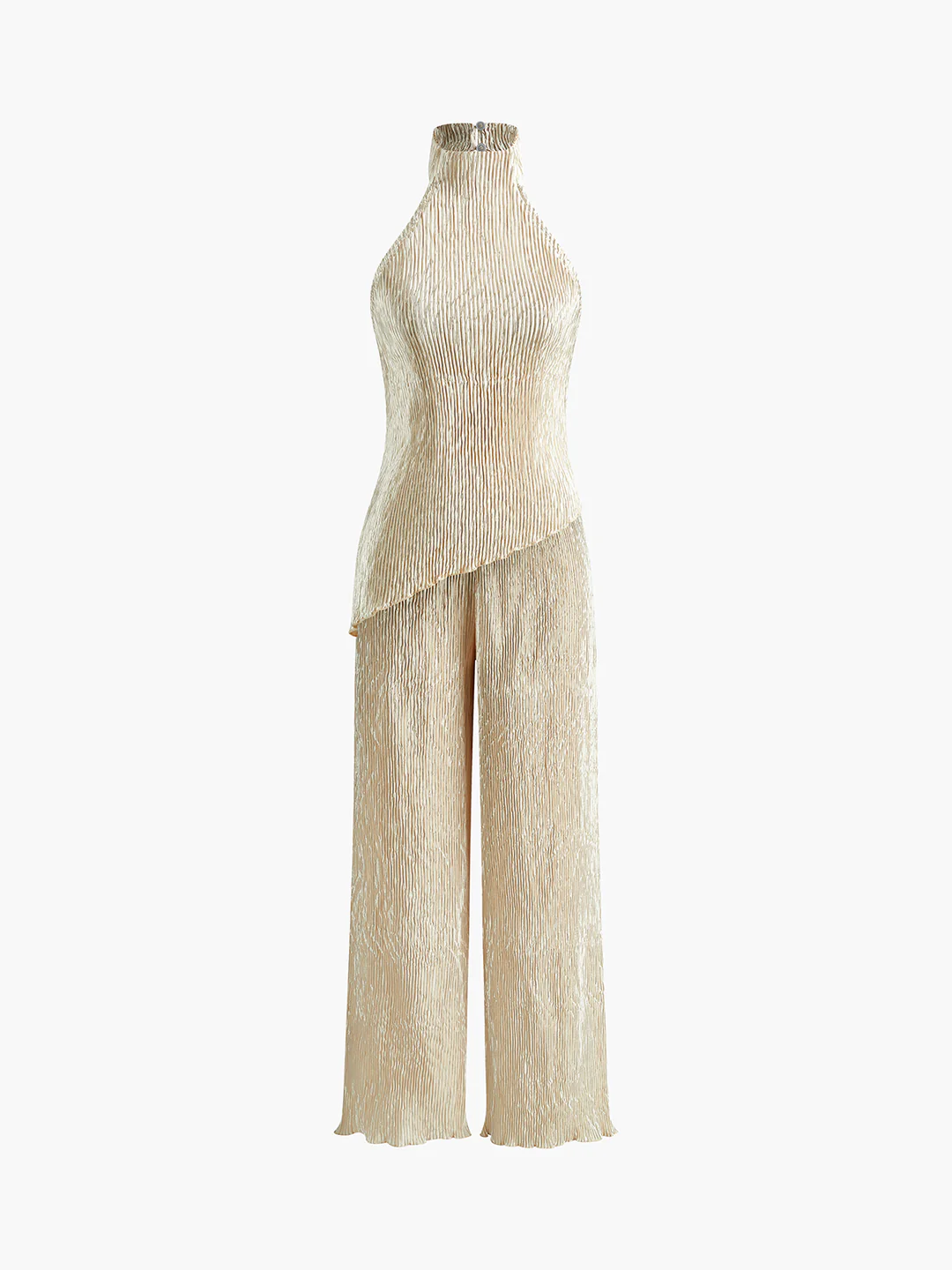 Asimetrik Halter Crop & Palazzo Pantolon Takımı