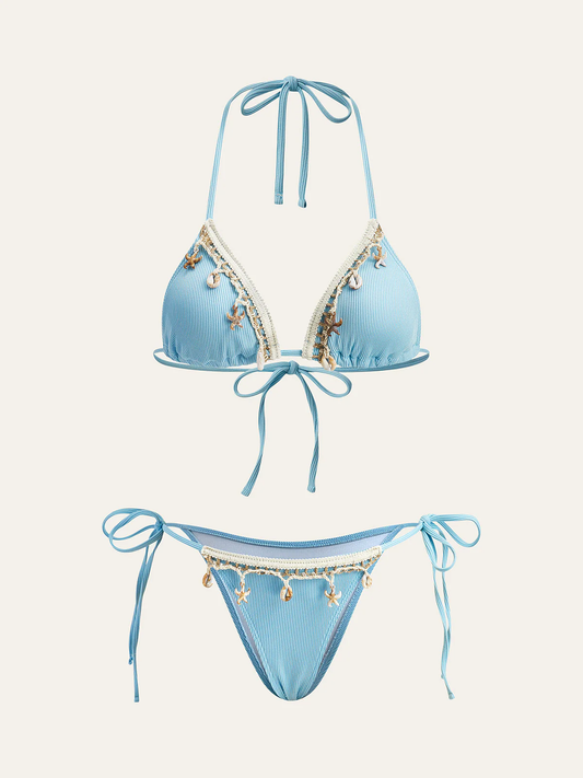 Küçüklik Takımlı Bikini Deniz Yengeci ve Kurdeleden Oluşan Pendentif Ile