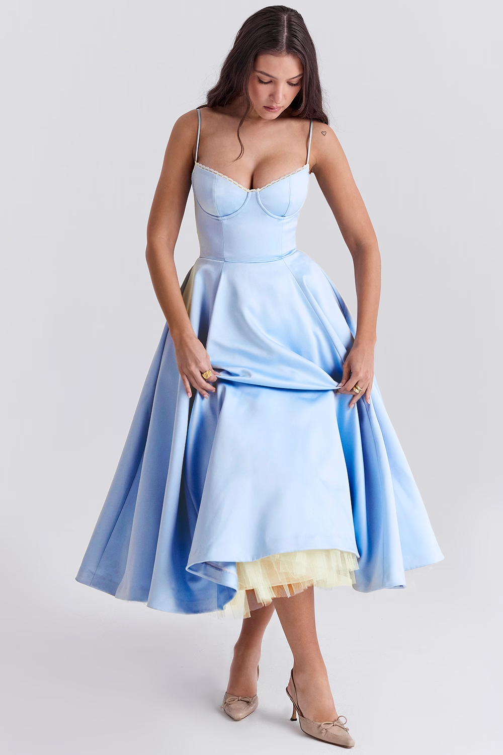 Cinderella Mavi Midi Elbise