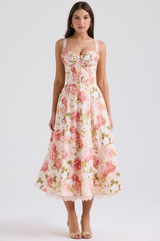 Amoura Floral Midi Elbise