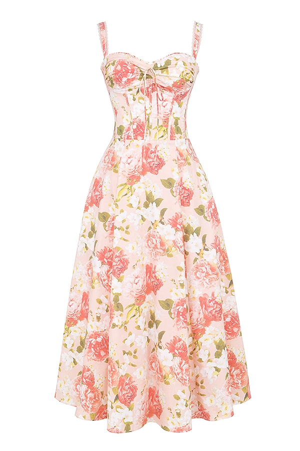 Amoura Floral Midi Elbise