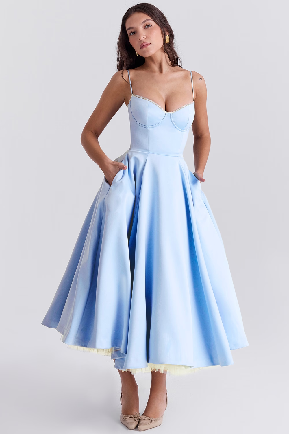 Cinderella Mavi Midi Elbise
