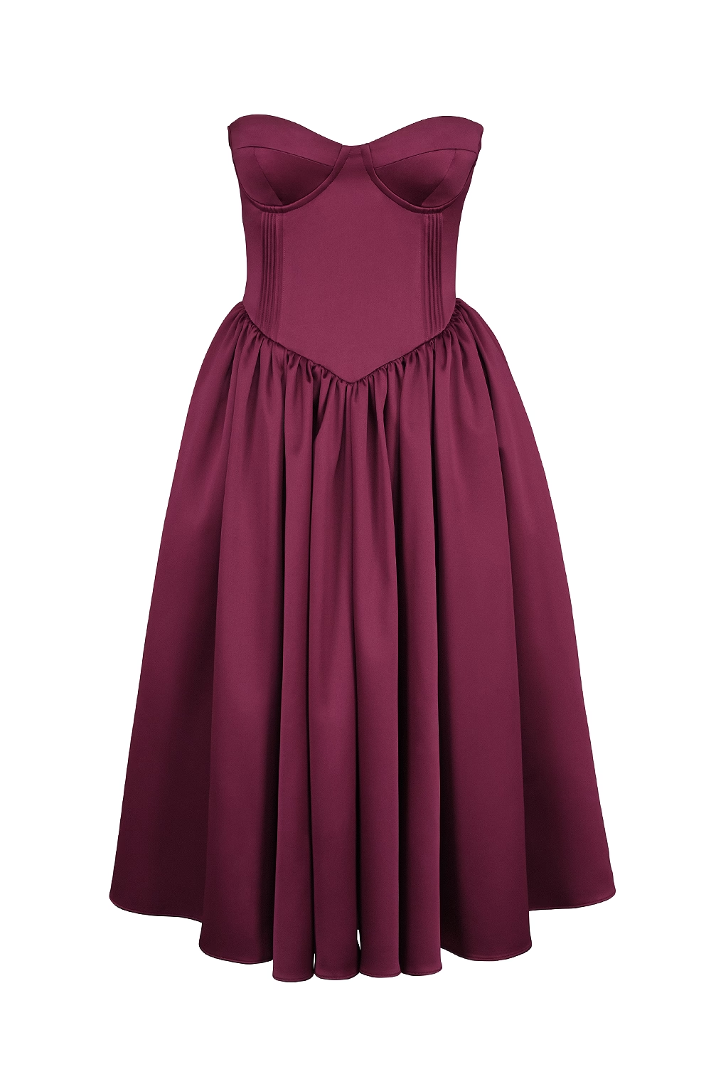 Crimson Elegance Midi Elbise