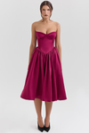 Crimson Elegance Midi Elbise