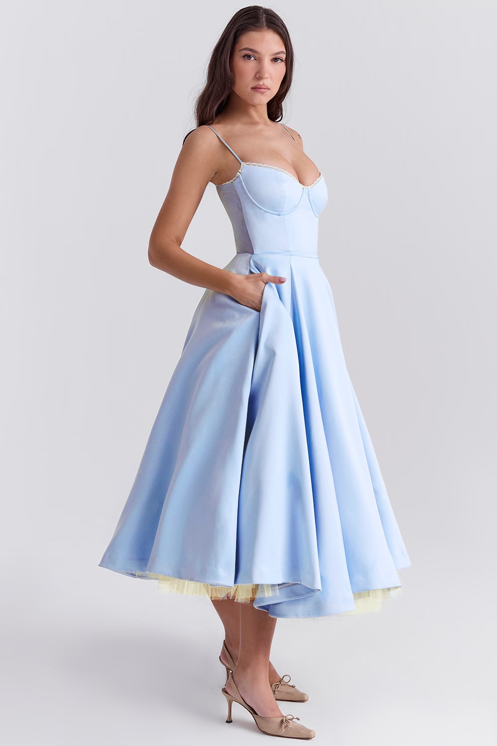 Cinderella Mavi Midi Elbise