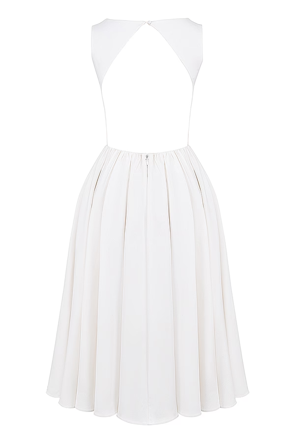 Swan White Midi Elbise