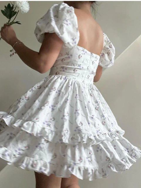 Daisy Ruffle Charm Mini Elbise