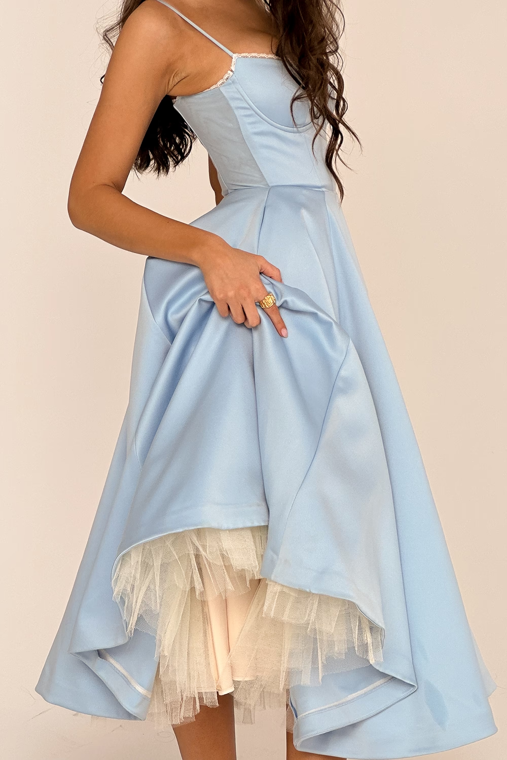 Cinderella Mavi Midi Elbise
