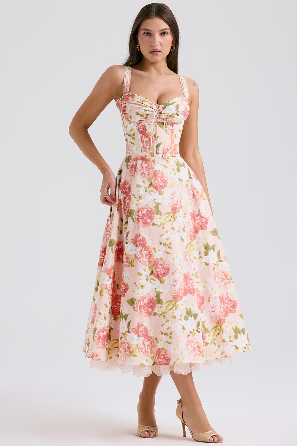 Amoura Floral Midi Elbise