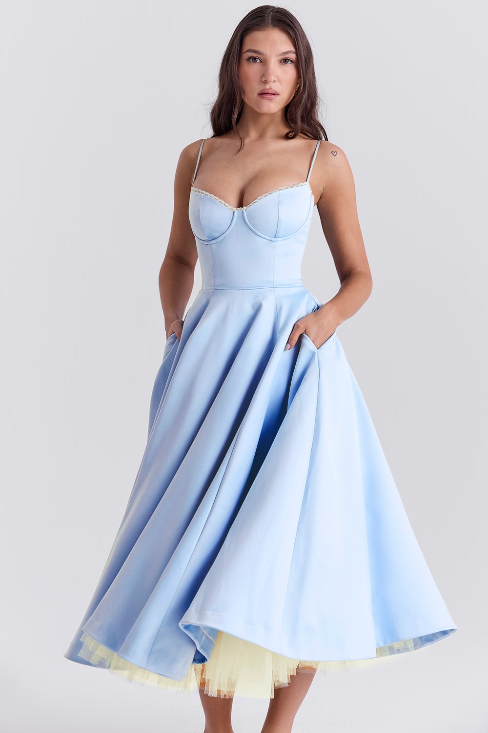 Cinderella Mavi Midi Elbise