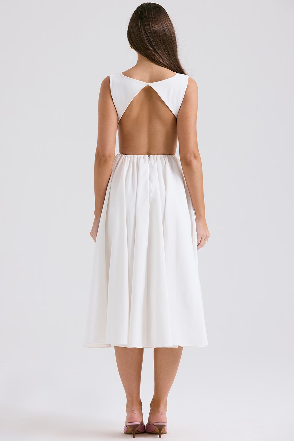 Swan White Midi Elbise