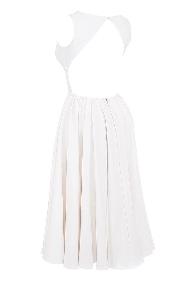 Swan White Midi Elbise