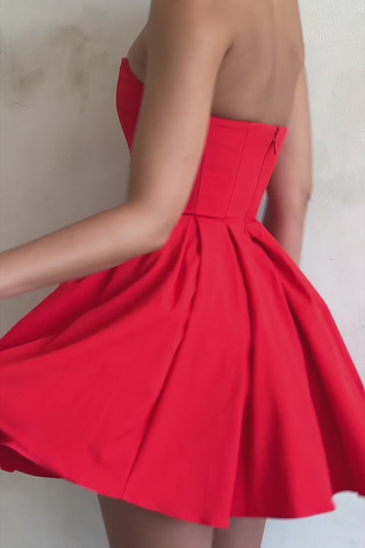Rossa Belle Straplez Kırmızı Mini Elbise